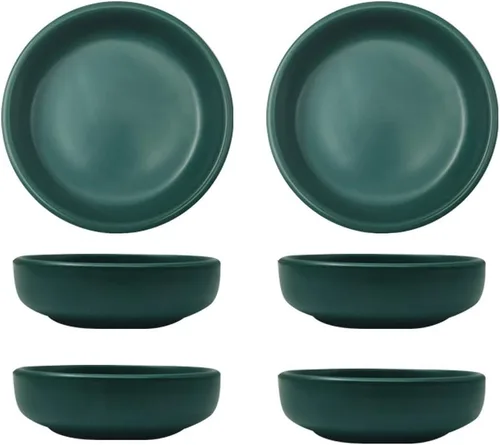 Vista 11 de Colias Wing - Juego de 6 tazones de porcelana de diseño elegante y estilo simple de un solo color, tazones para condimentos, tazones para salsa