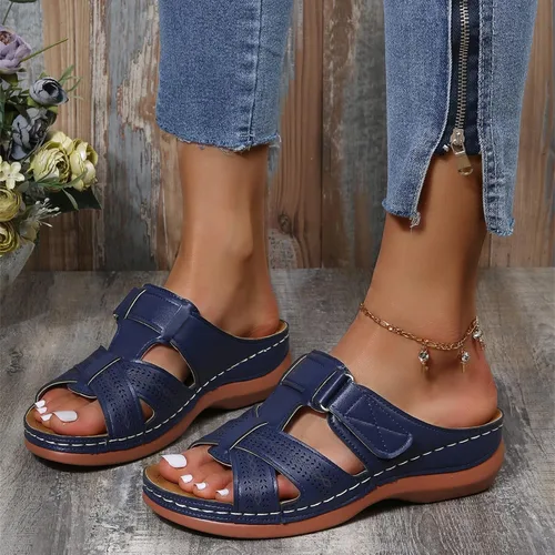 Vista 105 de Ladmiple Sandalias ortopédicas florales de moda 2023 con soporte de arco, zapatillas romanas casuales con puntera abierta