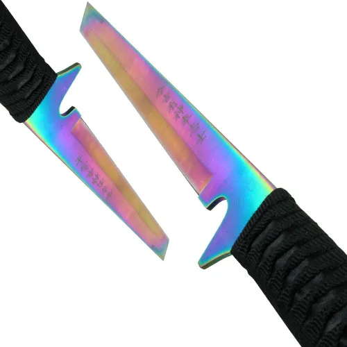 Vista 2 de Whetstone Cubiertos Rainbow Blade Full Tang Ninja Espada Set con vainas