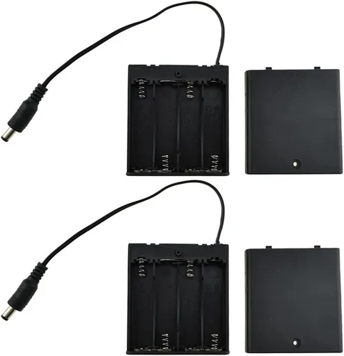 Vista 22 de HAHIYO Paquete de soporte de batería AA de 1.5 V con cubierta resistente de alambre, resortes flexibles, interruptor integrado, baterías, caja