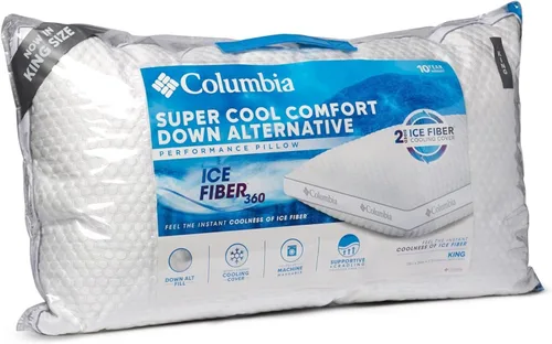 Vista 11 de Almohada Columbia Comfort Ice Fiber Side Sleeper Down Alternative con relleno de fibra de poliéster, funda transpirable de doble cara