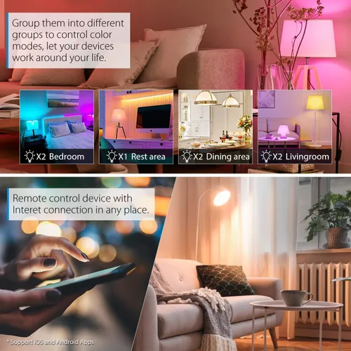 Vista 4 de LVWIT Bombillas inteligentes Alexa, BR30 equivalente a 60 W, LED inteligente E26, funciona con Google Assistant, aplicación Smart Life, aplicación