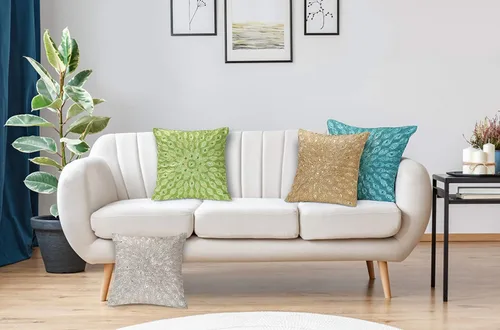 Vista 7 de Lightnpro - Funda de almohada hecha a mano con cuentas doradas, 12 x 12 pulgadas, elegante funda de cojín decorativo de acento para sofá, sillón