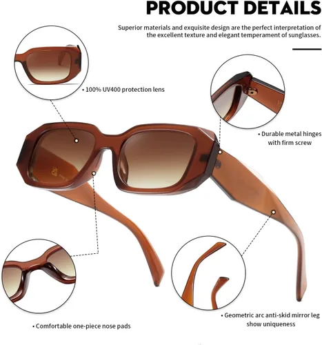 Vista 6 de Gafas de sol Mujer Cuadrado Hombres Moda Mostrar Sombras Retro Moda Moda Vogue Protección UV