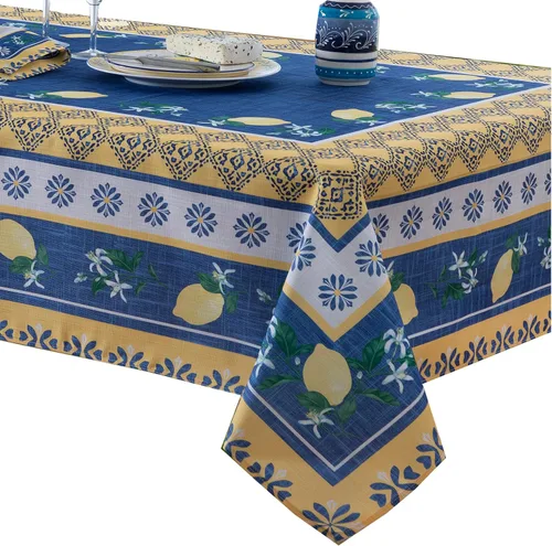 Vista 11 de Home Bargains Plus Servilletas cuadradas de tela, juego de 8 servilletas, jardín de limón azul, para interiores y exteriores, resistentes a