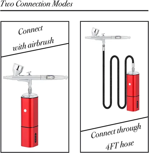 Vista 4 de Kit de aerógrafo Casubaris con compresor, kit de aerógrafo portátil recargable sin cable, pluma de aerógrafo de doble acción con parada automática