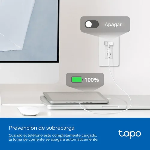 Vista 5 de TP-Link Tapo Smart Plug P210M, enchufe de pared empotrado Wi-Fi, compatible con Matter, monitoreo de energía, 15A/1800W Max, funciona con Alexa