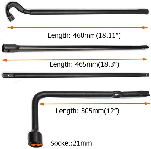 Vista 3 de Kit de herramientas para neumático de auxilio Dr.Roc con gato de neumático y llave de pernos de rueda, kit de neumático de auxilio compatible