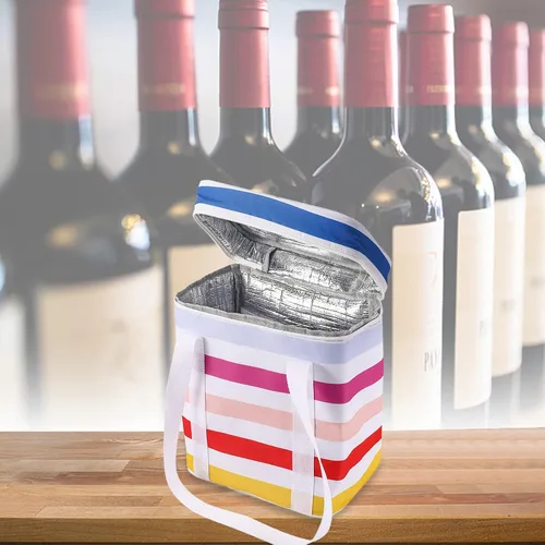 Vista 5 de Bolsa de vino para 4 botellas, aislada y a prueba de fugas, bolsa de vino para botella de vino, bolsa térmica aislada para viajes, picnic, playa