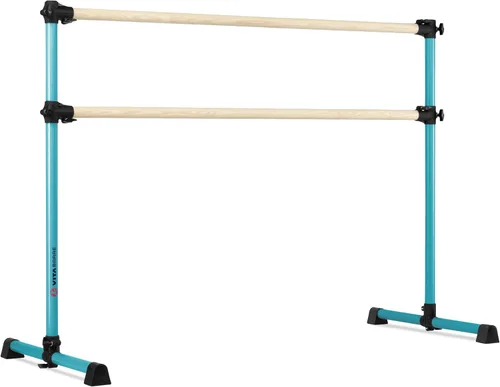 Vista 19 de Barra de ballet portátil independiente doble Vita Barre, Prodigy, de madera Altura ajustable, hecha en EE. UU., equipo de ejercicio para casa