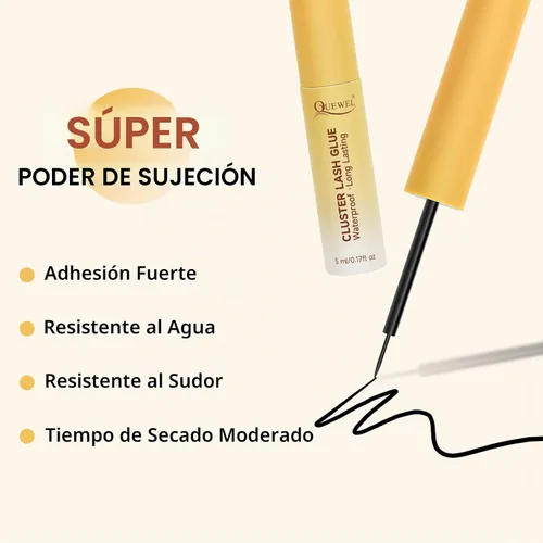 Vista 2 de QUEWEL Pegamento de racimo de pestañas para extensiones de pestañas de 0.2 fl oz, resistente al agua y de larga duración, agarre súper fuerte