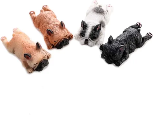Vista 2 de Paquete de 4 imanes magnéticos 3D para nevera, bulldog francés para dormir, imán de oficina, accesorio de cocina, decoración de juguete, adorno