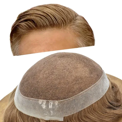 Vista 31 de Toupee For Men Real Human Hair Mens Toupee Hair Replacement System Swiss Lace Toupee For Men Natural Human Hair Piece Mens Toupee6*8"-90% density#2