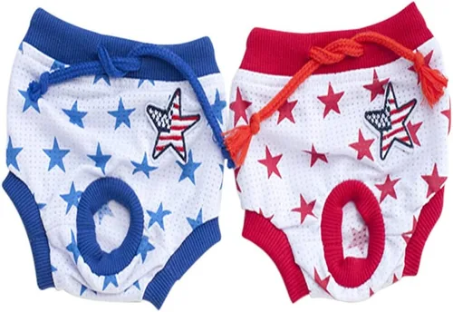 Vista 3 de Tangpan Pañal clásico de algodón con nudo de lazo para mascotas, lavable, paquete de 2 unidades (S)