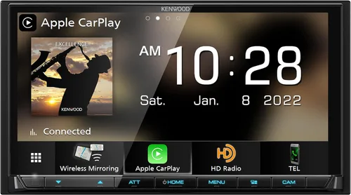 Vista 2 de KENWOOD DMX908S EXCELON Receptor multimedia digital con pantalla táctil LCD de 6.95 pulgadas, Apple CarPlay inalámbrico y Android Auto, doble Din