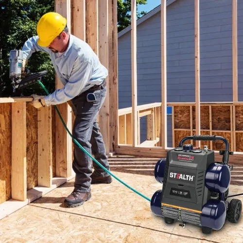 Vista 7 de STEALTH Compresor de aire ultra silencioso, 64 decibelios 4.5 galones pico 1.3 HP máximo 150 PSI, bomba de aire sin aceite, compresor de aire
