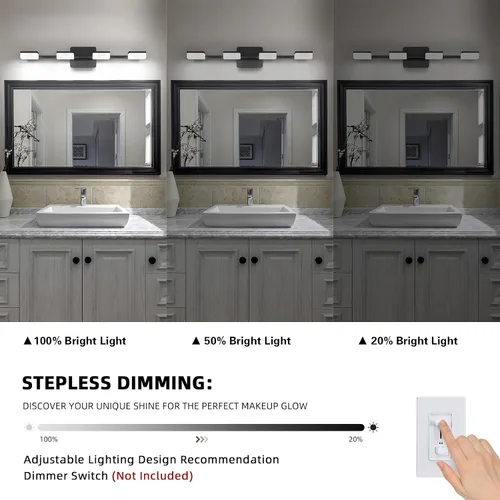 Vista 7 de 4 lámparas de acrílico para baño, moderna lámpara negra para tocador de baño, accesorios de iluminación de pared negro mate sobre el espejo, luz LED