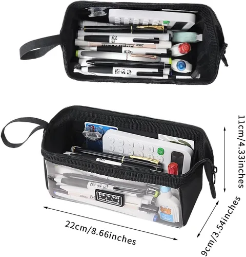 Vista 6 de iSuperb Estuche para lápices de gran capacidad, estuche organizador simple para adultos (negro)