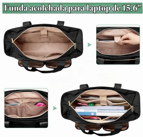 Vista 4 de Fasrom Bolsa de mano para profesores para mujer, bolsas grandes para Negro