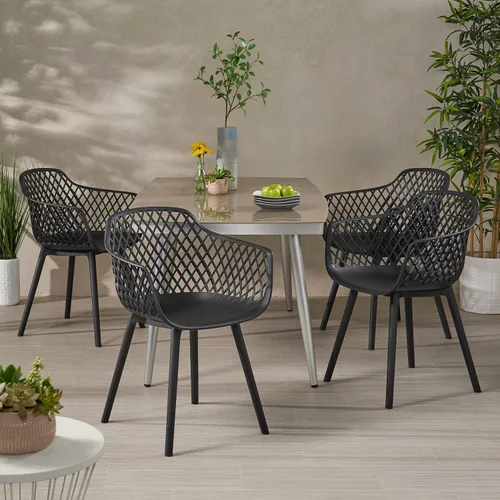 Vista 2 de Christopher Knight Home Delia Silla de comedor al aire libre (juego de 4), color negro