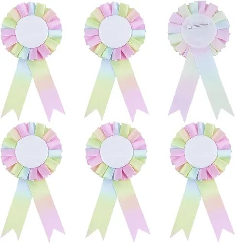 Vista 8 de CRASPIRE 12 unidades de 3 colores en blanco con botón de cinta de premio en el primer lugar, broche ganador de la victoria, roseta, gran premio
