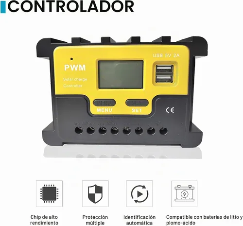 Vista 7 de Kit generador de turbina eólica de panel solar de 300 W: turbina eólica de 100 W 12 V + panel solar monocristalino de 100 W + controlador de carga +