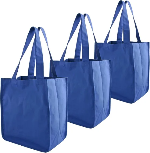 Vista 6 de Simple Ecology Bolsa de compras reutilizable de algodón orgánico; fundas para botellas, soporte inferior rígido (diseño actualizado)