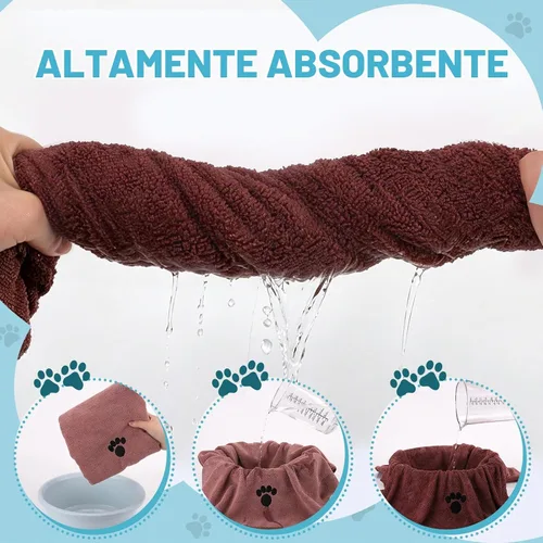 Vista 4 de Paquete de 2 toallas de microfibra para perros, suministros perfectos para Marrón