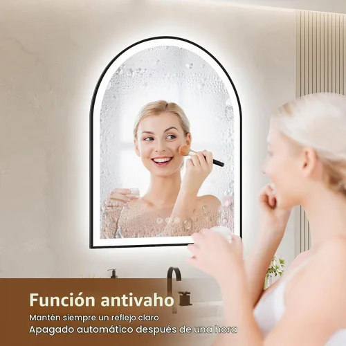 Vista 2 de Espejo de baño con iluminación LED arqueada de 24 x 30 pulgadas con luces