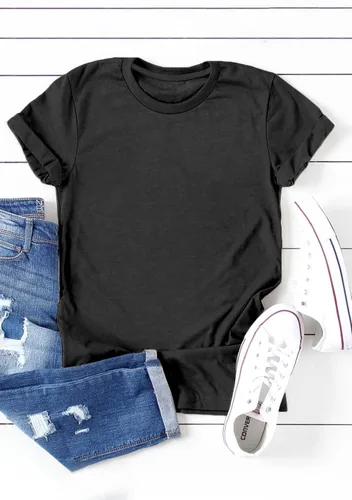 Vista 5 de Camiseta casual de manga corta para mujer, cuello redondo, camiseta para mujer