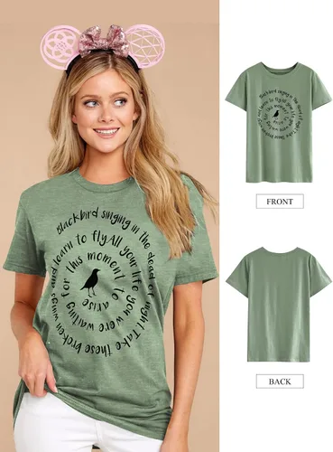 Vista 4 de Hubery Camiseta de manga corta con estampado gráfico de Blackbird para mujer