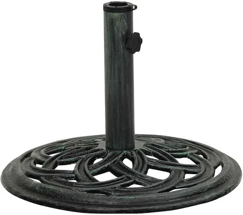 Vista 11 de Cast Iron Umbrella Base with Floral Design, Heavy Duty Black Umbrella Base for Patio and Balcony Stability