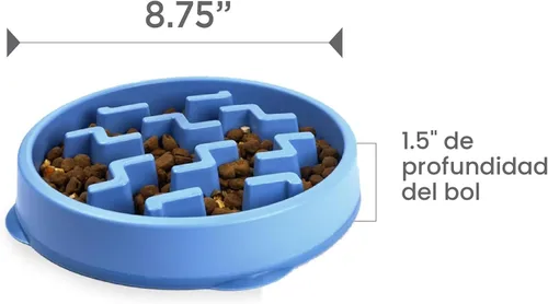 Vista 7 de Outward Hound Fun Feeder Slo Bowl Cuenco para perro de alimentación lenta, mediano/pequeño, color azul