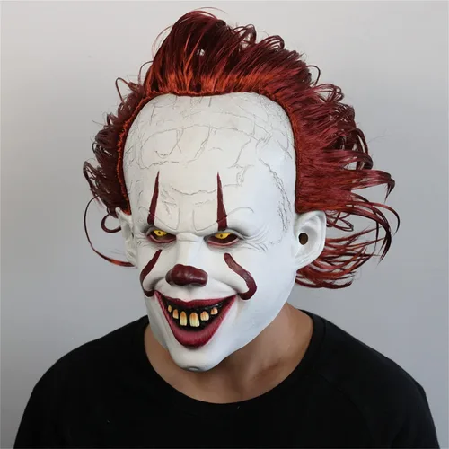 Vista 5 de LePrSty Scary Halloween IT Clown Mask Creepy Clown Masks Cosplay Prop Decoration