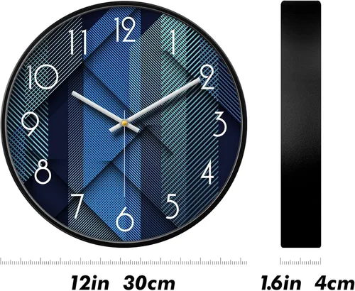 Vista 5 de Relojes de pared modernos que funcionan con pilas azules, reloj de pared analógico silencioso de gran pantalla, minimalista, redondo, tranquilo