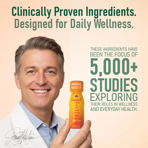 Vista 3 de ALFA VITAMINS Disparo de vitamina C de 1000 mg con zinc, jengibre y equinácea - Apoya la salud inmunológica y el bienestar diario - Sabor naranja