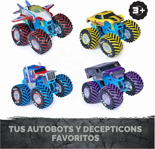 Vista 2 de Monster Jam Transformers Monster Trucks Die Cast Vehicle, 1:64 Scale 4-Pack