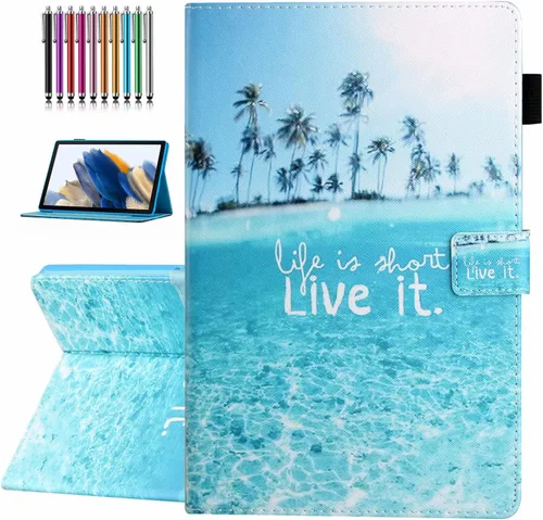 Vista 16 de Funda para Samsung Galaxy Tab A8 de 10.5 pulgadas modelo 2022 (SM-X200/X205/X207), función de encendido y apagado automático, cubierta plegable