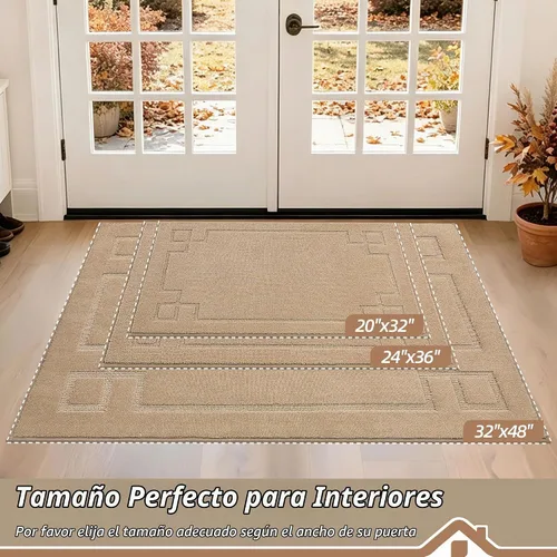 Vista 2 de BEQHAUSE - Tapete para puerta de 20 x 32 pulgadas, antideslizante, lavable para interiores, color beige
