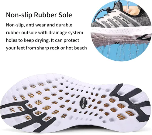 Vista 8 de Whatseaso Zapatos acuáticos para mujeres y hombres, ligeros, de secado rápido, para playa, adultos, zapatos deportivos para natación, surf, piscina