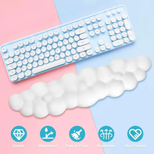 Vista 7 de Cloud - Teclado reposamuñecas – Espuma viscoelástica con soporte de muñeca de piel sintética para teclados de computadora, diseñado ergonómicamente