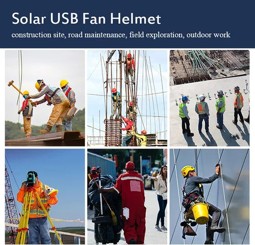 Vista 8 de Casco de construcción para hombre con ventilador solar y luz, casco de trabajo impermeable para construcción y mejoras del hogar, salida USB