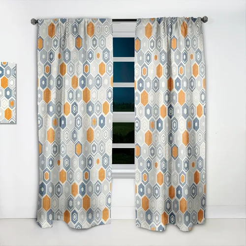 Vista 5 de DesignQ Cortinas con patrón hexagonal retro IX para dormitorio, cortinas para sala de estar, cortinas con aislamiento térmico, panel individual, 52