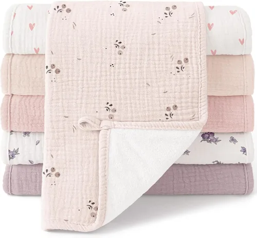 Vista 9 de Bearmoss Paños de muselina para eructos, ropa de bebé para eructar 100% algodón, grandes, extra suaves, absorbentes, unisex, para recién nacidos