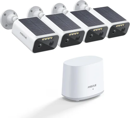 Vista 11 de Cámaras de seguridad solar ANSQUE inalámbricas para exterior, kit de 2 cámaras, sistema de cámara de seguridad para el hogar 2K, batería de vida