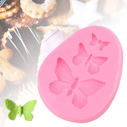 Vista 3 de Moldes en forma de mariposas, molde de silicona para pastel de fondant, moldes de hielo para pasteles, fondant