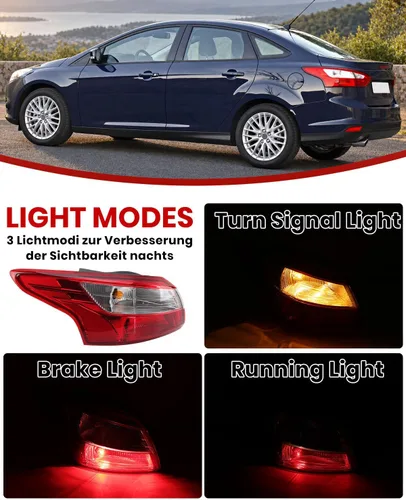Vista 3 de Luz trasera compatible con Ford Focus Sedan 2012 2013 2014 con bombilla de repuesto FO2818151 (lado izquierdo del conductor)
