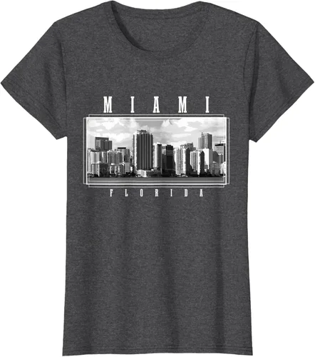 Vista 4 de Miami Skyline Florida Pride Vintage Miami Camiseta, Negro