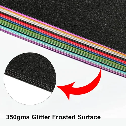 Vista 3 de Rramorrra - Papel de cartulina negra con purpurina de 12 x 12 pulgadas, 15 hojas de 12.35 oz/m²/130 libras, papel de construcción negro brillante