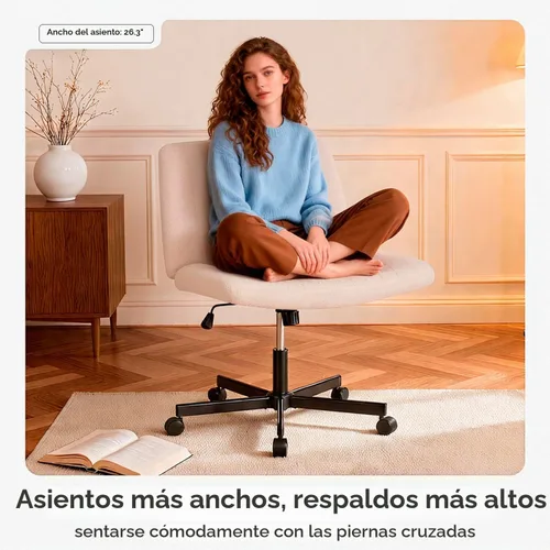 Vista 2 de PayLessHere Silla cruzada con ruedas Rosa Silla de escritorio sin brazos